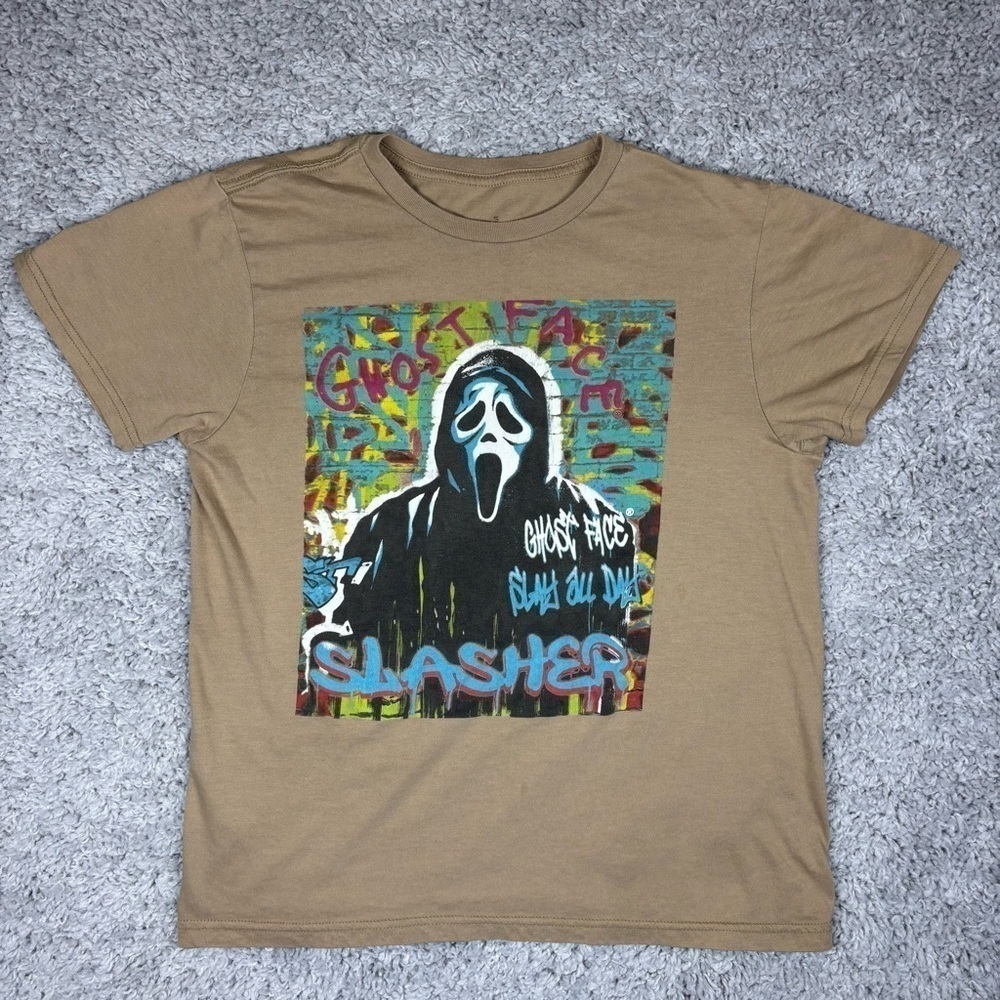 GHOST FACE Shirt Womens Small Scream Scary Movie Crewneck Tee Graffiti Slay Day
